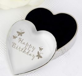 Happy Birthday Butterfly Heart Trinket Box