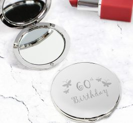 60th Butterfly Round Compact Mirror