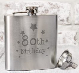 80th Birthday Hip Flask