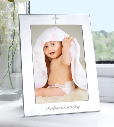 Silver 5x7 Christening Photo Frame