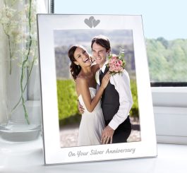 Silver 5x7 Silver Anniversary Photo Frame