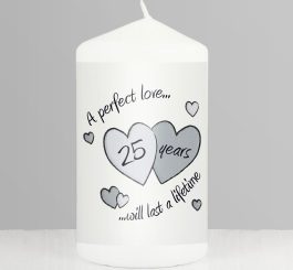 Perfect Love Silver Anniversary Pillar Candle