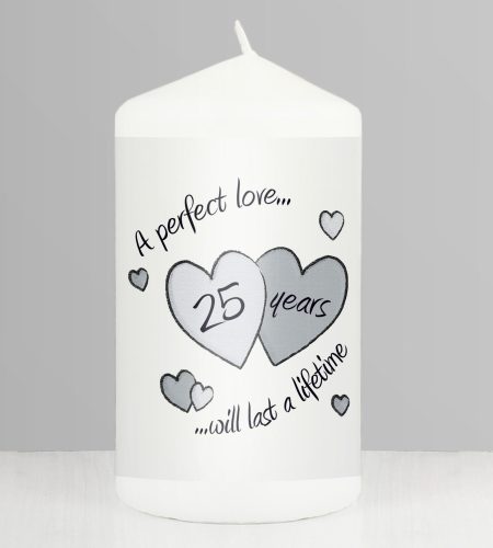 Perfect Love Silver Anniversary Pillar Candle