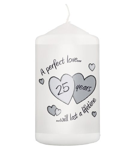 Perfect Love Silver Anniversary Pillar Candle - Image 2