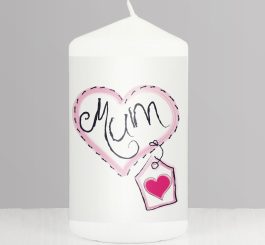 Mum Heart Stitch Pillar Candle