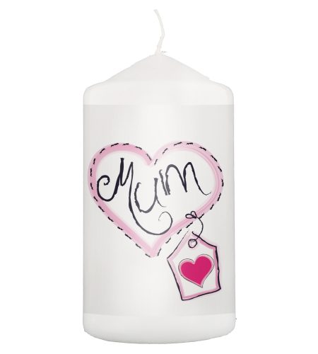 Mum Heart Stitch Pillar Candle - Image 2