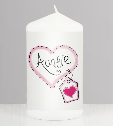 Auntie Heart Stitch Pillar Candle