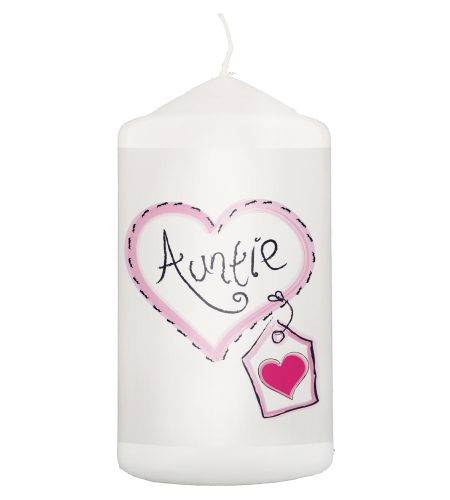 Auntie Heart Stitch Pillar Candle - Image 2