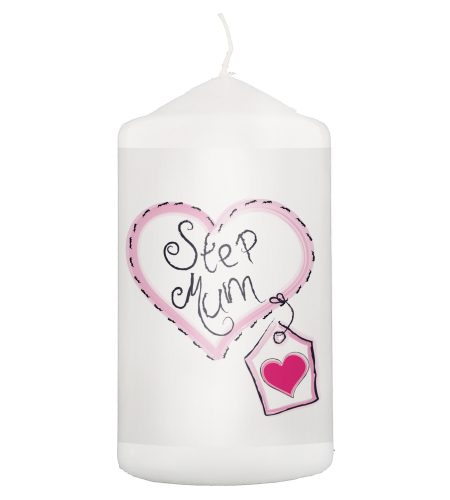 Step Mum Heart Stitch Pillar Candle - Image 2