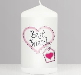 Best Friend Heart Stitch Pillar Candle