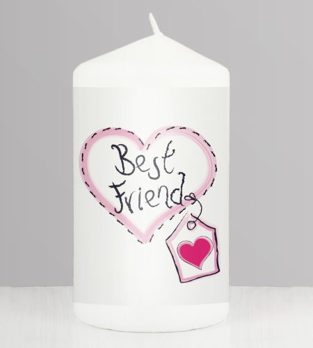 Best Friend Heart Stitch Pillar Candle