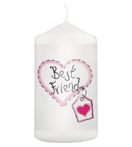 Best Friend Heart Stitch Pillar Candle - Image 2