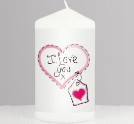 Heart Stitch - I Love You Pillar Candle
