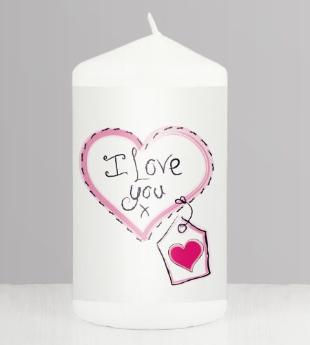 Heart Stitch - I Love You Pillar Candle