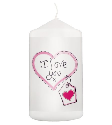 Heart Stitch - I Love You Pillar Candle - Image 2