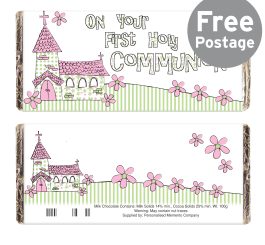 Pink On Your Communion Church Milk Chocolate Bar