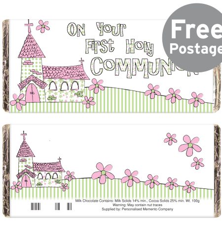 Pink On Your Communion Church Milk Chocolate Bar