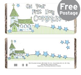 Blue On Your Communion Church Milk Chocolate Bar