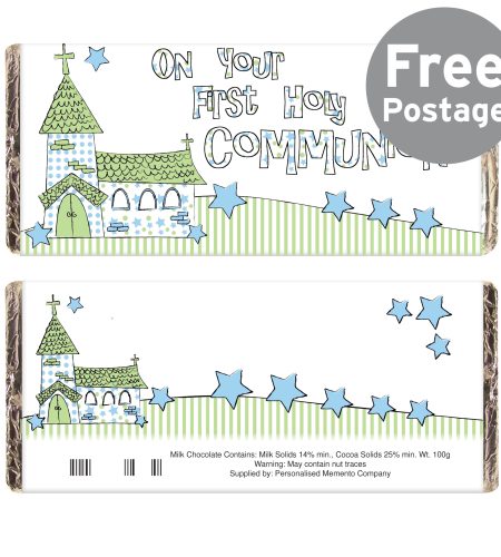 Blue On Your Communion Church Milk Chocolate Bar