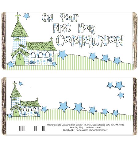 Blue On Your Communion Church Milk Chocolate Bar - Image 2