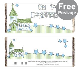 Blue Confirmation Church Milk Chocolate Bar