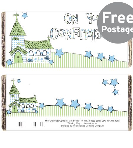 Blue Confirmation Church Milk Chocolate Bar